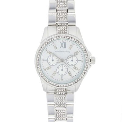 Silver crystal bezel watch